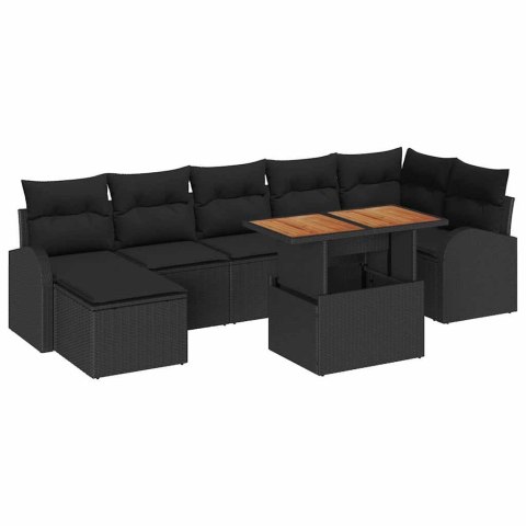 Zestaw Sof na Ogród z poduszką 8 pcs Czarny