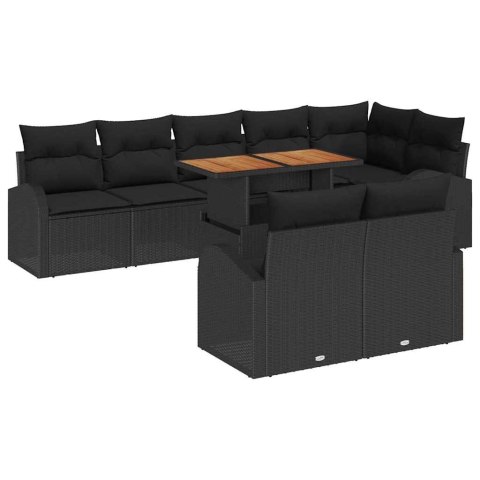 Zestaw Sof na Ogród z poduszką 9 pcs Czarny