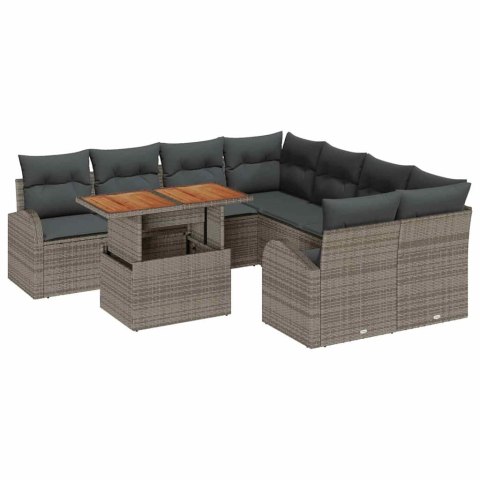 Zestaw Sof na Ogród z poduszką 9 pcs Szary