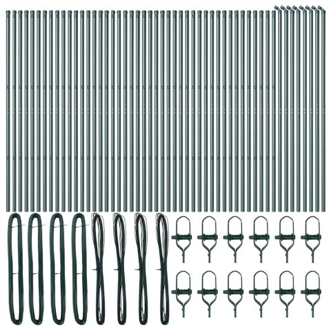Słupek ogrodzeniowy. 52 pcs Zielony 3,2 x 3,2 x 150 cm Stal
