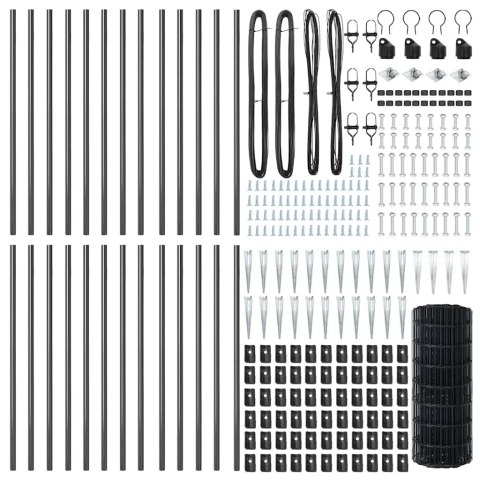 Ogrodzenie z słupkami Szary 0.4 x 50 m Stal
