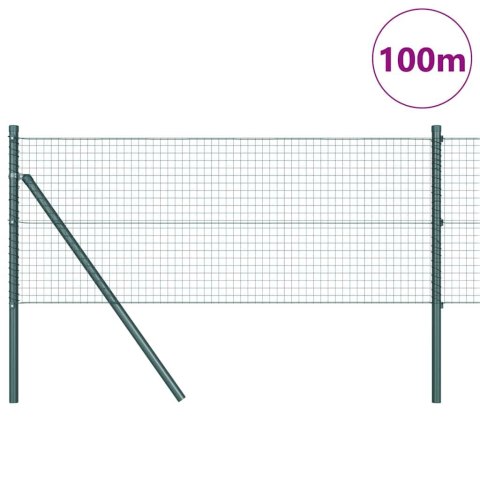 Ogrodzenie z słupkami Zielony 0.5 x 100 m Stal