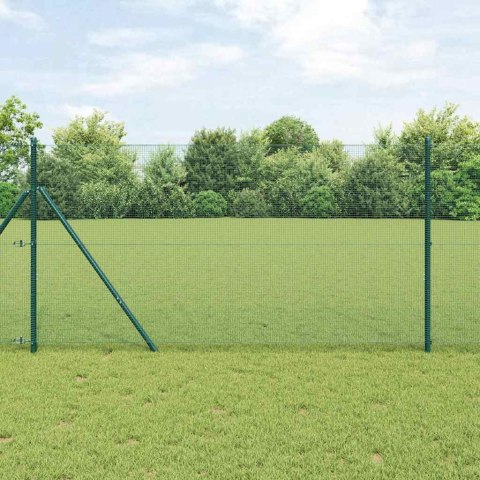 Ogrodzenie z słupkami Zielony 1 x 100 m Stal