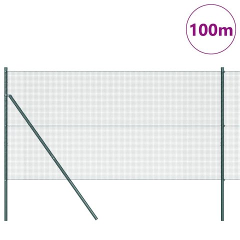 Ogrodzenie z słupkami Zielony 1 x 100 m Stal