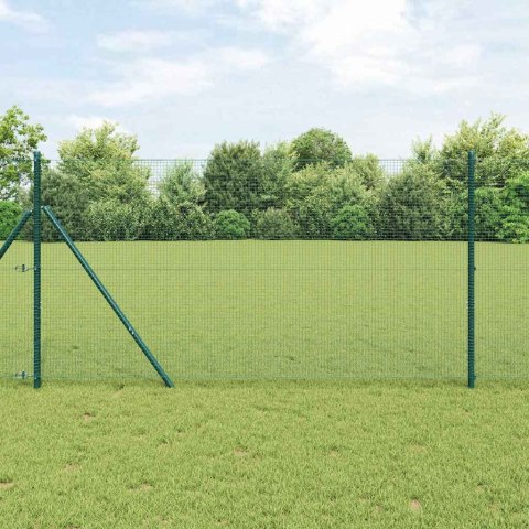 Ogrodzenie z słupkami Zielony 1 x 100 m Stal