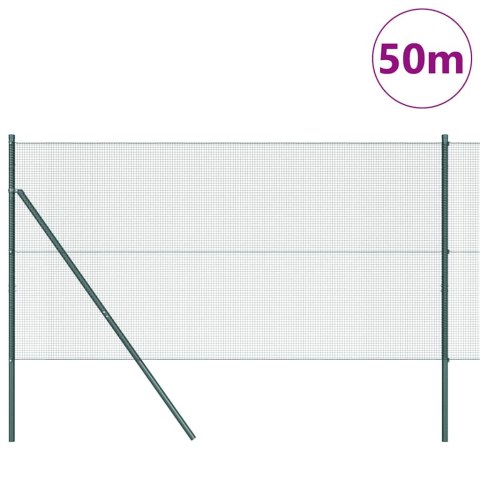 Ogrodzenie z słupkami Zielony 1.5 x 50 m Stal