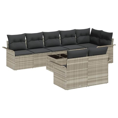 Zestaw Sof na Ogród 9 pcs Jasnoszary polirattan
