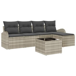 Zestaw Sof z poduszką 6 pcs Jasnoszary polirattan