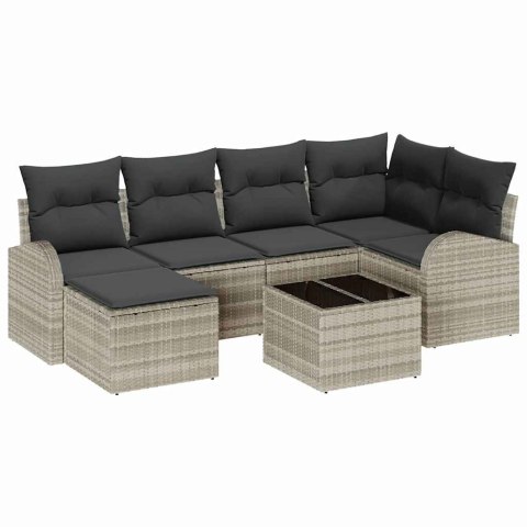 Zestaw Sof z poduszką 7 pcs Jasnoszary polirattan