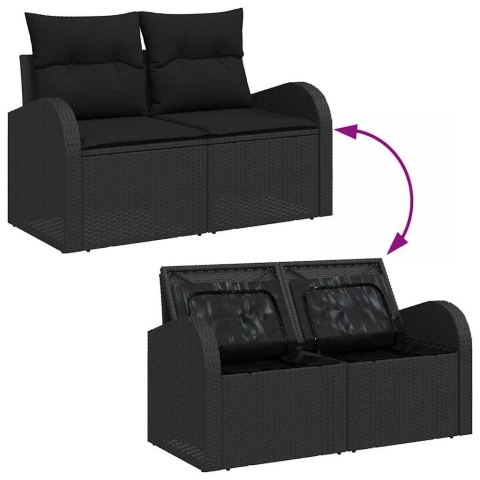 Zestaw Sof z poduszką 11 pcs Czarny polirattan