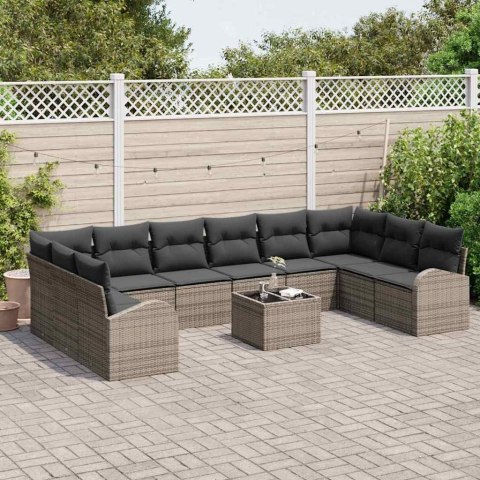 Zestaw Sof z poduszką 11 pcs Jasnoszary polirattan