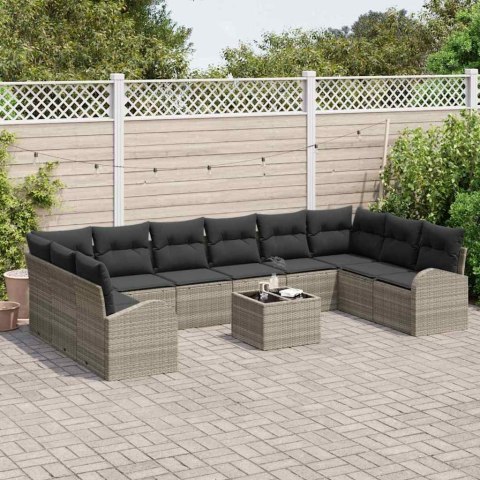 Zestaw Sof z poduszką 11 pcs Jasnoszary polirattan