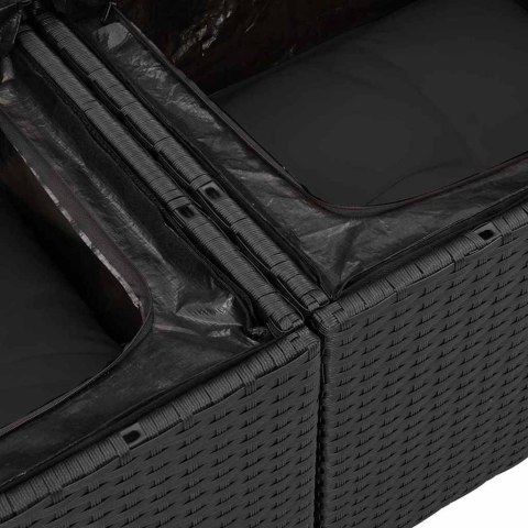 Zestaw Sof z poduszką 10 pcs Czarny polirattan