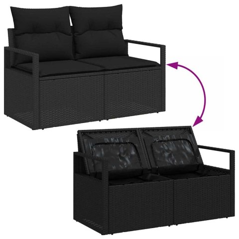 Zestaw Sof z poduszką 10 pcs Czarny polirattan
