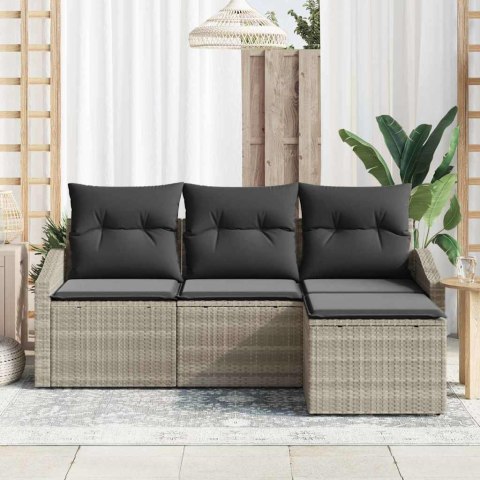 Zestaw Sof z poduszką 4 pcs Jasnoszary polirattan