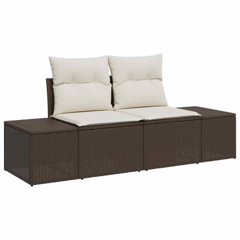 Zestaw Sof na Ogród 10 pcs Brązowy i Kremowy Rattan poli