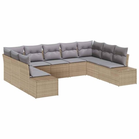 Zestaw Sof na Ogród 9 pcs beżowo-jasnoszary Rattan poli