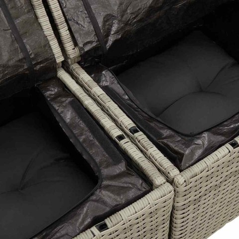 Zestaw Sof na Ogród z poduszką 10 pcs Jasnoszary Rattan poli
