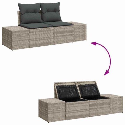 Zestaw Sof na Ogród z poduszką 10 pcs Jasnoszary Rattan poli