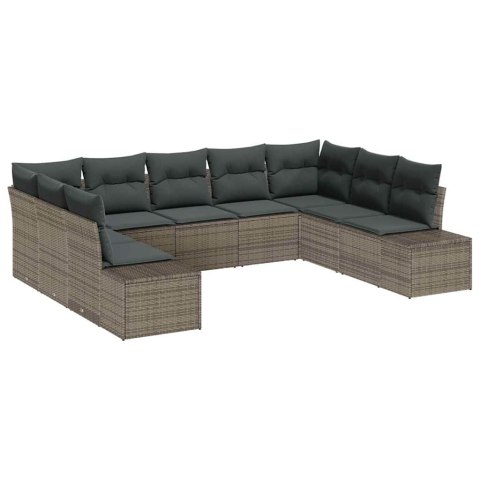 Zestaw Sof na Ogród z poduszką 9 pcs Szary Rattan poli