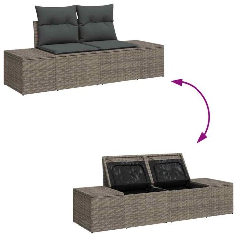 Zestaw Sof na Ogród z poduszką 9 pcs Szary Rattan poli