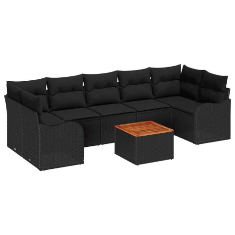 Zestaw Sof na Ogród 8 pcs Czarny