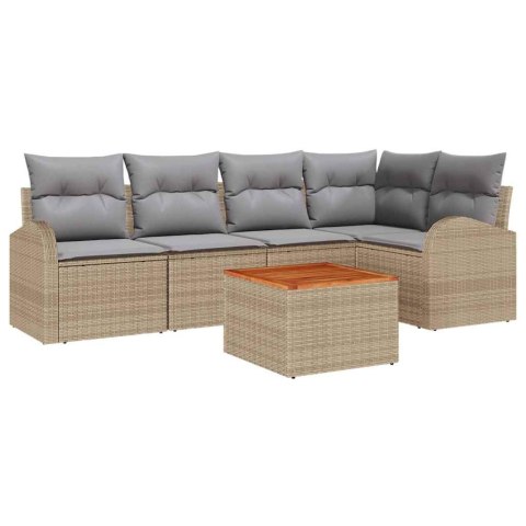 Zestaw Sof na Ogród 6 pcs beżowo-jasnoszary