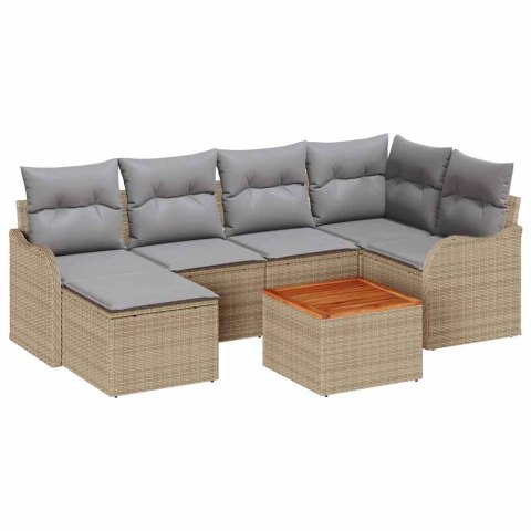 Zestaw Sof na Ogród 7 pcs beżowo-jasnoszary