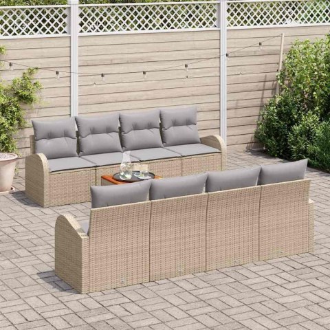 Zestaw Sof na Ogród 9 pcs beżowo-jasnoszary