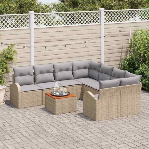 Zestaw Sof na Ogród 9 pcs beżowo-jasnoszary