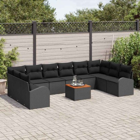 Zestaw Sof na Ogród 11 pcs Czarny