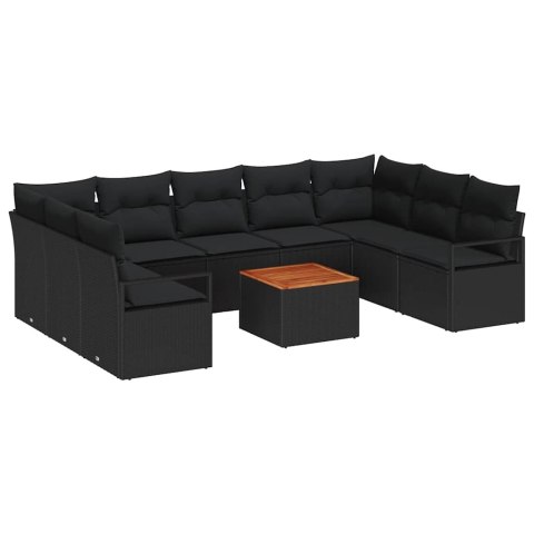 Zestaw Sof na Ogród 10 pcs Czarny