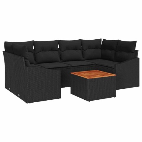 Zestaw Sof na Ogród 7 pcs Czarny