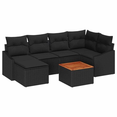 Zestaw Sof na Ogród 7 pcs Czarny