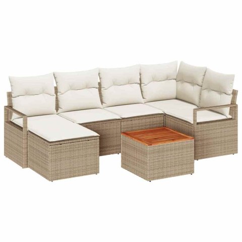Zestaw Sof na Ogród 7 pcs beżowo-biały