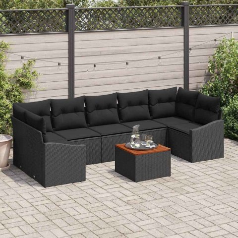 Zestaw Sof na Ogród 8 pcs Czarny