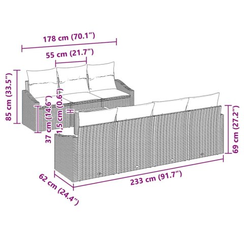 Zestaw Sof na Ogród 8 pcs Szary