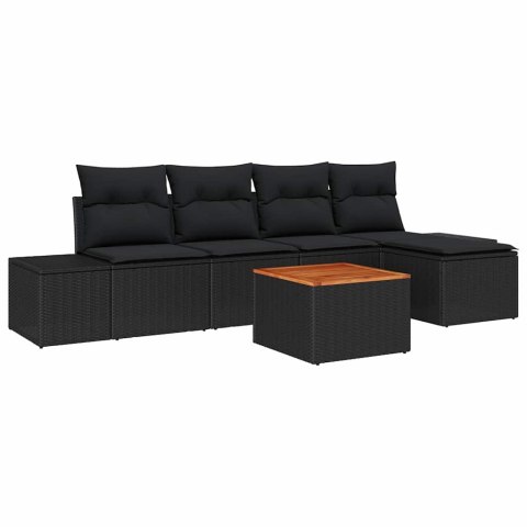 Zestaw Sof na Ogród 6 pcs Czarny