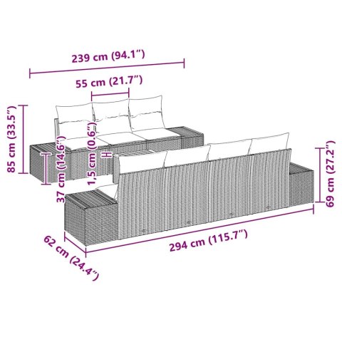 Zestaw Sof na Ogród 8 pcs beżowo-biały
