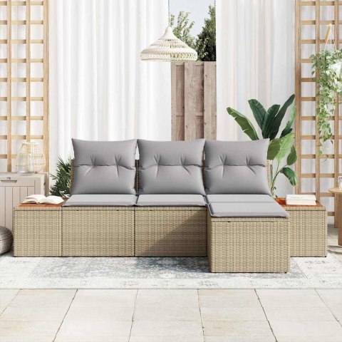 Zestaw Sof na Ogród 4 pcs Beżowy i jasnoszary Rattan poli