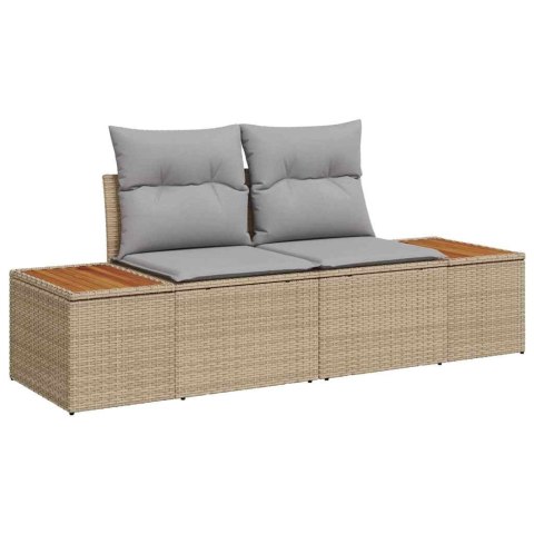 Zestaw Sof na Ogród 4 pcs Beżowy i jasnoszary Rattan poli