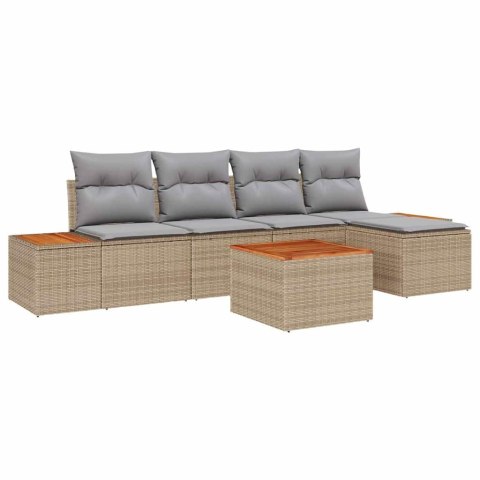 Zestaw Sof na Ogród 6 pcs beżowo-jasnoszary Rattan poli