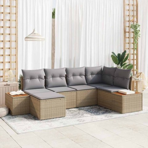 Zestaw Sof na Ogród 6 pcs Beżowy i jasnoszary Rattan poli