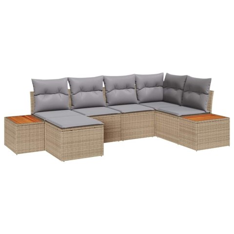 Zestaw Sof na Ogród 6 pcs Beżowy i jasnoszary Rattan poli
