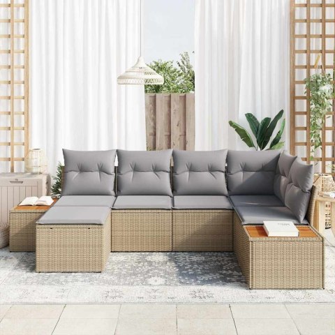 Zestaw Sof na Ogród 6 pcs Beżowy i jasnoszary Rattan poli