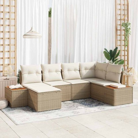 Zestaw Sof na Ogród 6 pcs Beżowy i kremowy Rattan poli