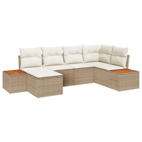 Zestaw Sof na Ogród 6 pcs Beżowy i kremowy Rattan poli
