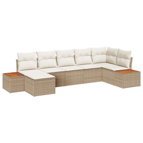 Zestaw Sof na Ogród 7 pcs Beżowy i kremowy Rattan poli
