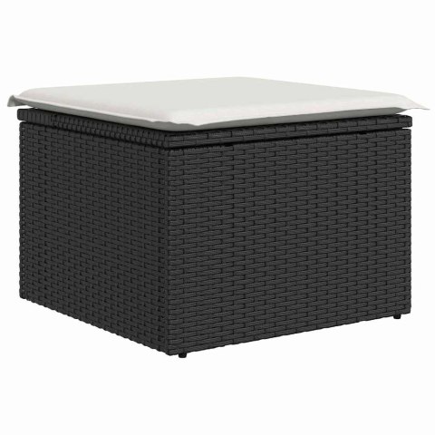 Zestaw Sof na Ogród 7 pcs Czarny i kremowy Rattan poli