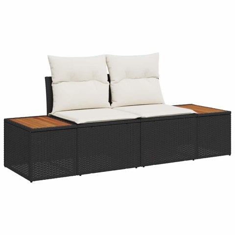 Zestaw Sof na Ogród 8 pcs Czarny i kremowy Rattan poli